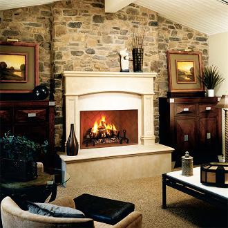 large indoor fireplace