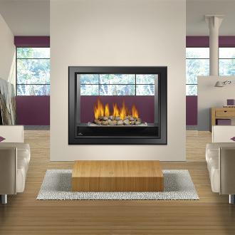 large through wall indoor fireplace