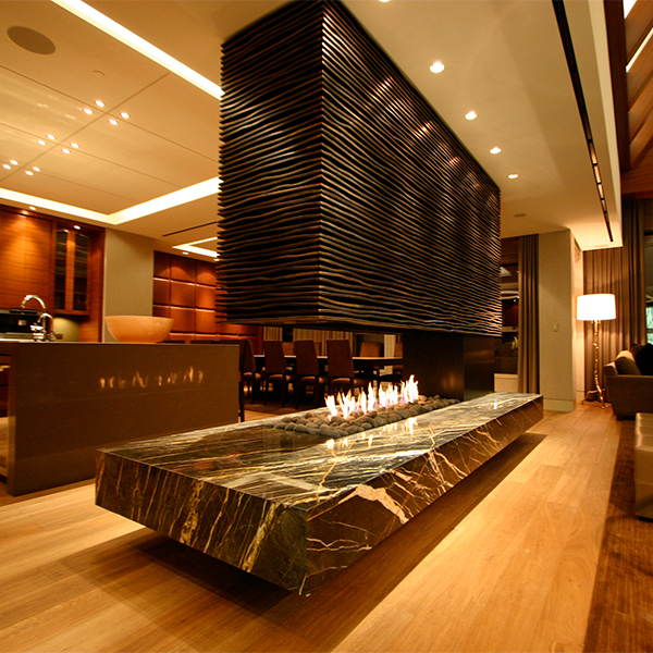 very large modern fireplace